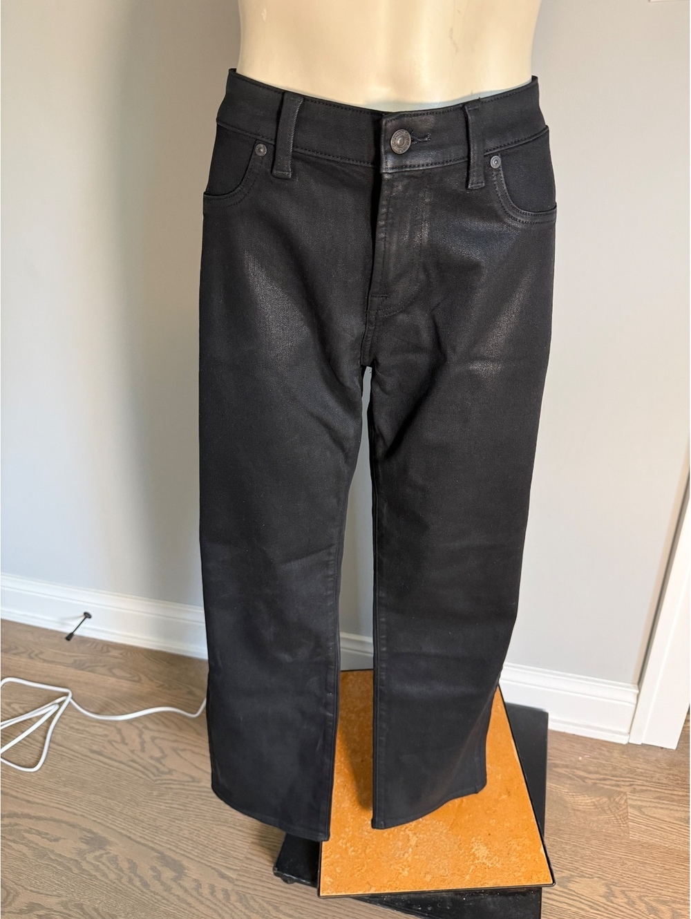 7 For All Mankind Women's Black Coated Jeans